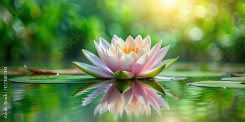 Serene Water Lily Reflecting in Calm Water, a Symbol of Purity and Tranquility in Nature's Embrace