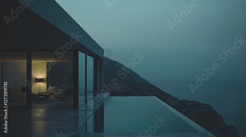 A modern house boasting a swimming pool, a modern pool villa situated by the beach, and a luxury villa with a stunning tropical ocean sunset view