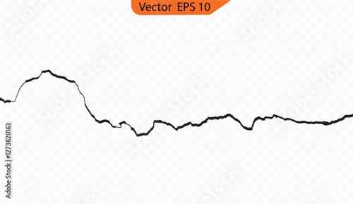 Ground Split and Wall Crack Vector Set – Black Silhouette Fracture Lines, Fissures, Surface Damage, and Earthquake Effect Elements