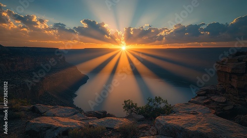 sunset over the river