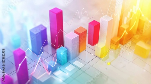 Colorful charts and graphs with statistics to innovative analyze business potential.AI generative