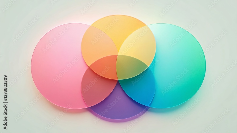 Pastel Venn Diagram: Four Overlapping Circles Infographic - Logic & Set Theory Illustration Pastel Venn Diagram: Four Overlapping Circles Infographic - Logic & Set Theory Illustration