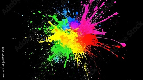 Colorful splash of paint on black background creative art abstract expression vibrant environment dynamic viewpoint photo