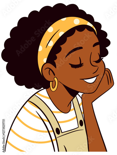 Smiling Afro Woman Illustration
