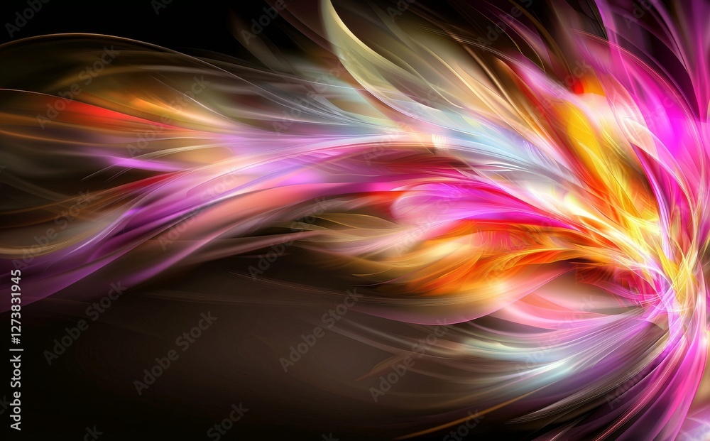 The wallpaper features a 3D rendered abstract texture with a rainbow light effect