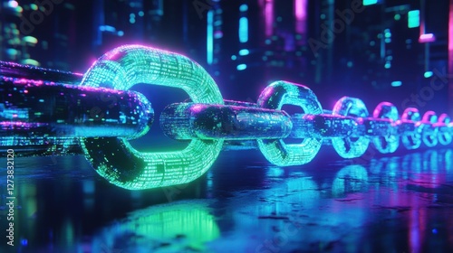 glowing neon chain link abstract background