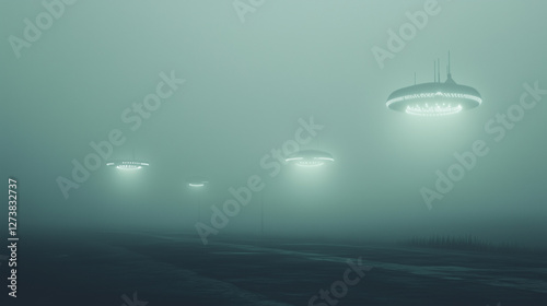 Mysterious Lights in the Night Sky. UFO UAP - AI Generated