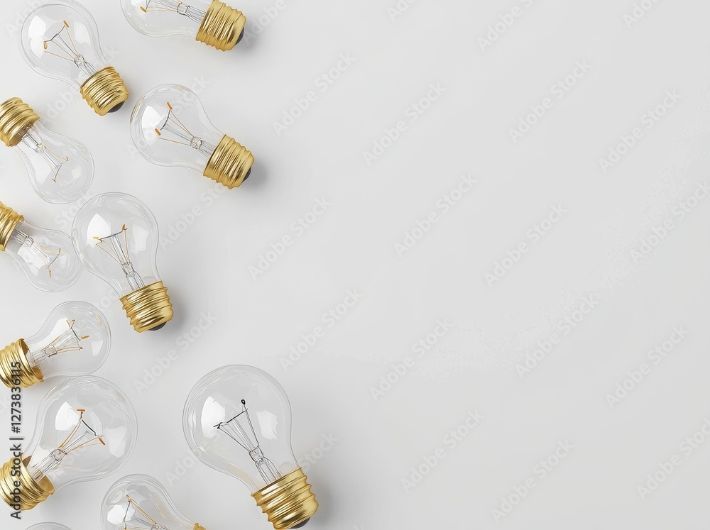 Incandescent bulbs are showcased in a 3D rendering with a white background