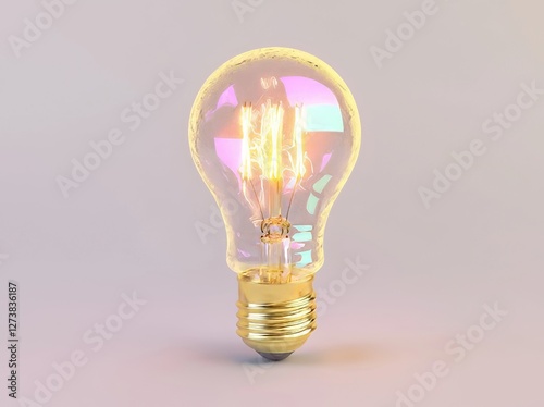 Three-dimensional computer-generated image of an incandescent bulb over a white background