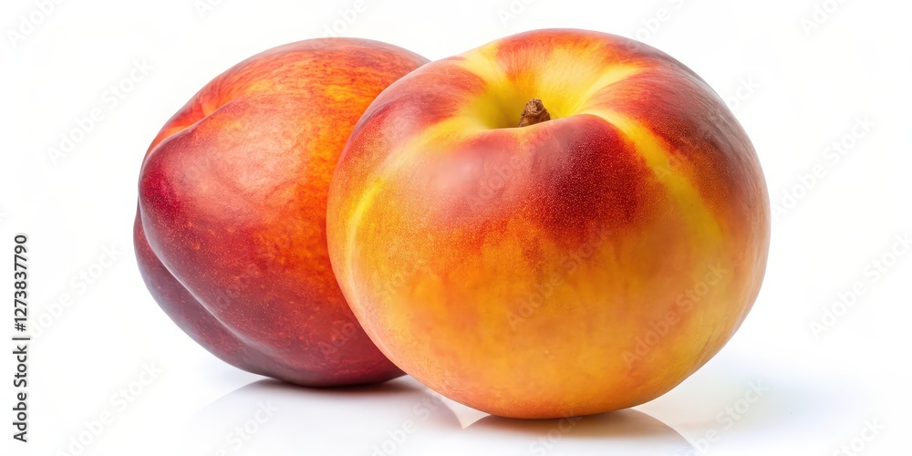 Two Nectarines on White Background