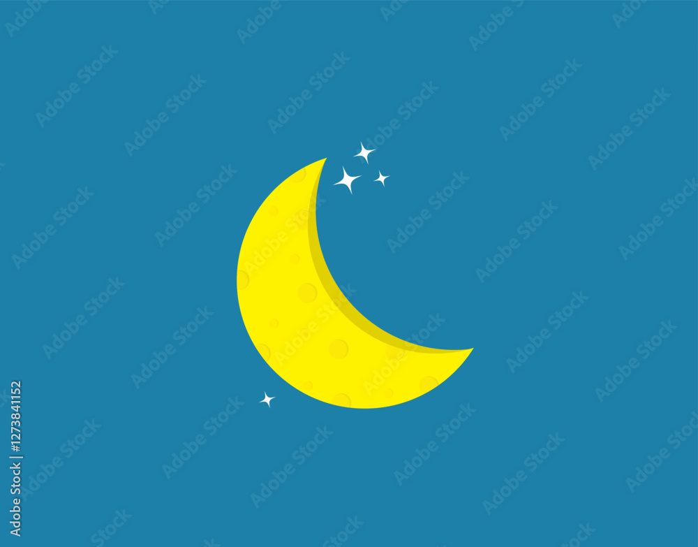 Beautiful Half Yellow Moon Isolated Background. Beautiful Half Yellow Moon Isolated Background.