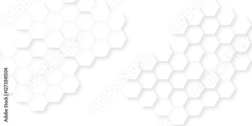 Abstract white hexagon concept background. Seamless bright white abstract honeycomb. Technology for design element vector abstract background.