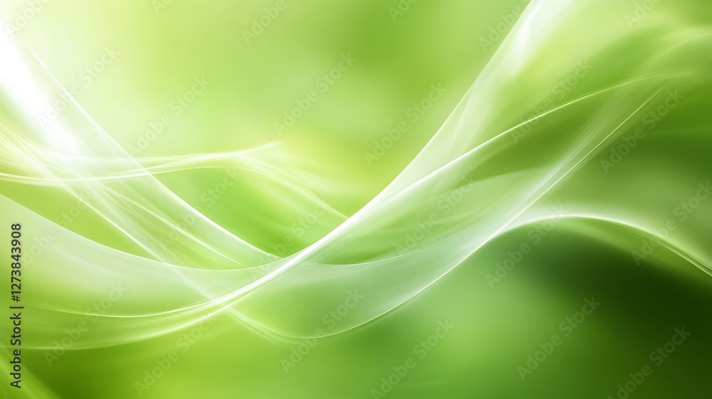 Obraz premium Abstract Green Light Wave Background Design