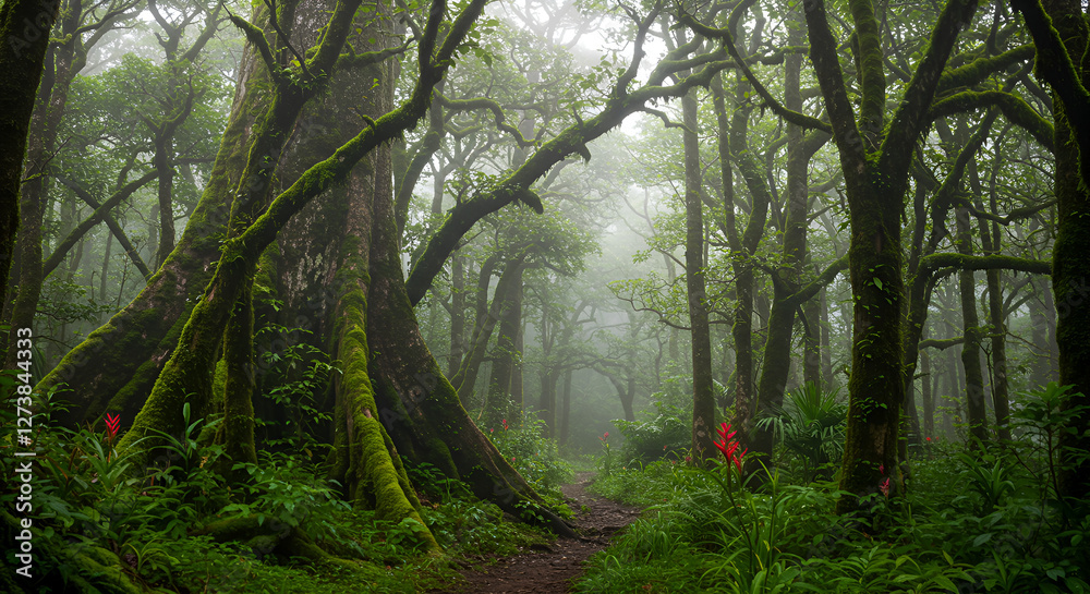 Fototapeta premium misty morning in the forest
