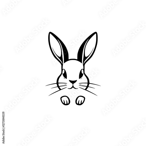 Vectorized Line Art Bunny: A monochrome illustration, simple minimalist aesthetic.