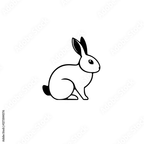 Rabbit in a minimalist style, outlined in black with white background.