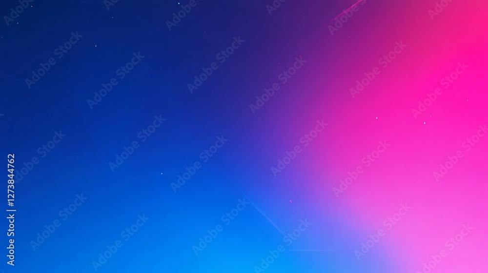 Fototapeta premium Abstract blue pink gradient background with glowing lines and particles.