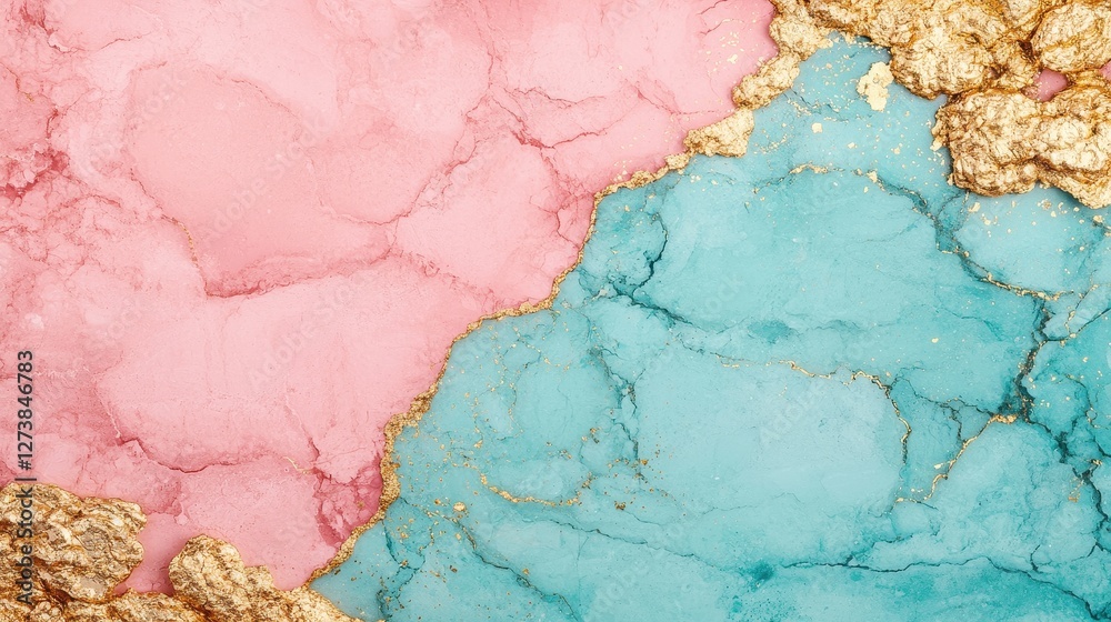 Fototapeta premium Elegant Pastel Abstract Background with Pink, Blue, and Gold Accents