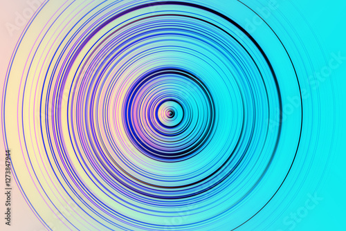 Abstract radial motion blur in neon blue, yellow and lilac tones . Colorful concentric circles in the form of a whirl background texture, radial blur, abstract twist, funnelfor label, textiles 
