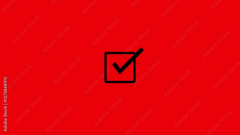 Neon line rectangle tool in tik mark black color red background 4k video animation. Neon line rectangle tool in tik mark black color red background 4k video animation.