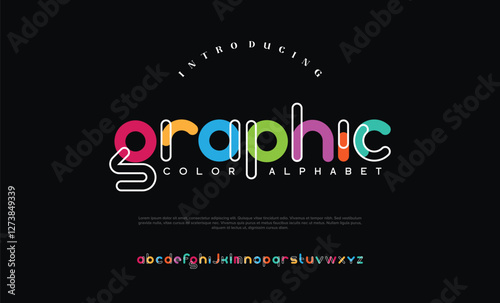 Creative alphabet, rainbow colors, modern geometric font. Bright colorful type for futuristic or kid logo, headline, lettering and typography. Trendy style letters, vector typographic design.
