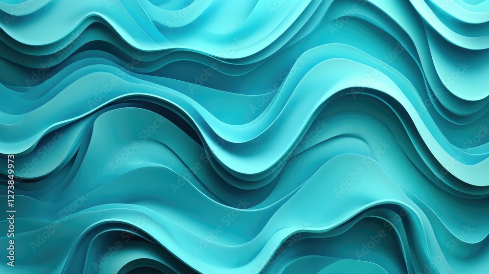 Fototapeta premium Turquoise ocean waves gently moving with a dynamic, wavy pattern, perfect for marine and nature backgrounds