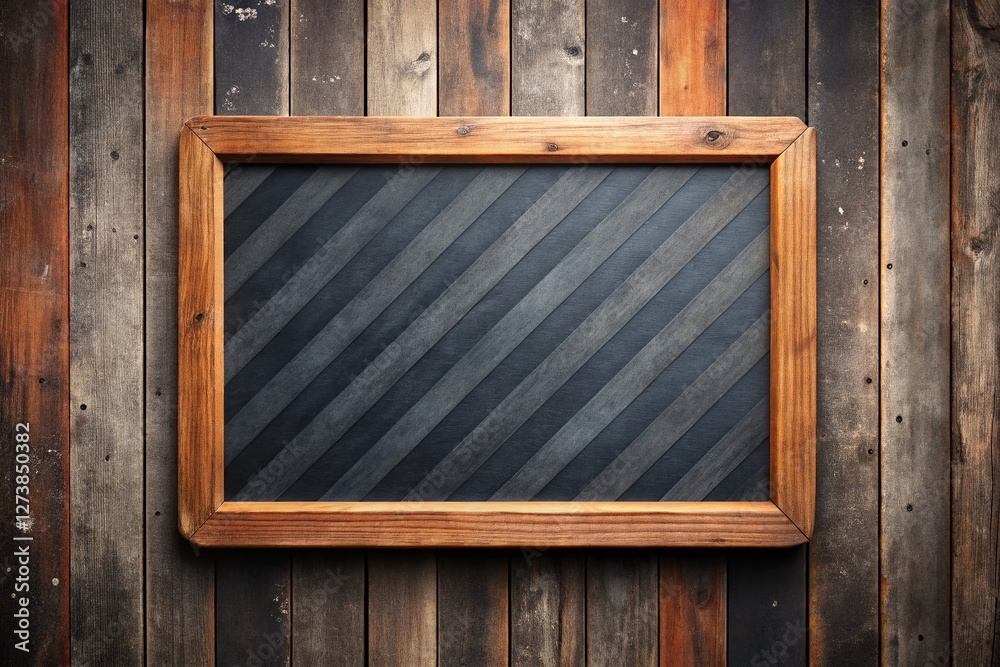 Rustic Wooden Framed Black & Gray Striped Chalkboard Background with Copy Space Rustic Wooden Framed Black & Gray Striped Chalkboard Background with Copy Space