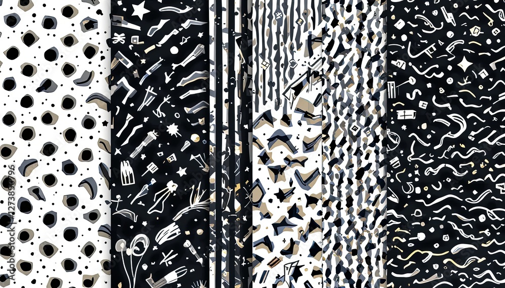 Dynamic black and white patterns studio graphic design abstract close-up modern art