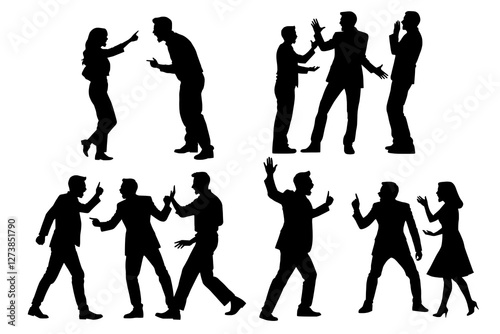 shadow shilloute People  are showing quarrel gesture Yelling at each other