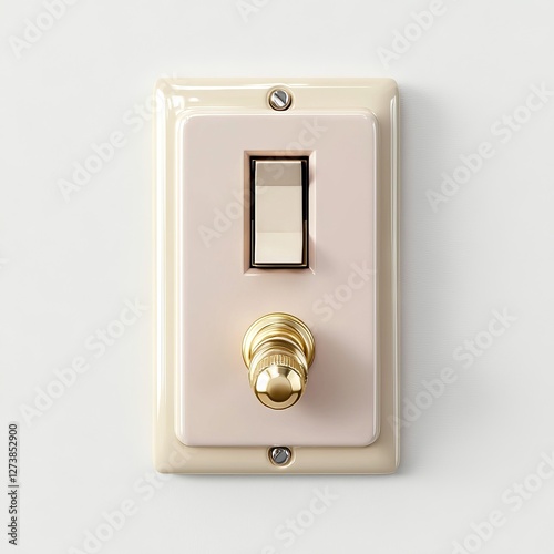 The 3D rendering features a lone switch light on a transparent backdrop