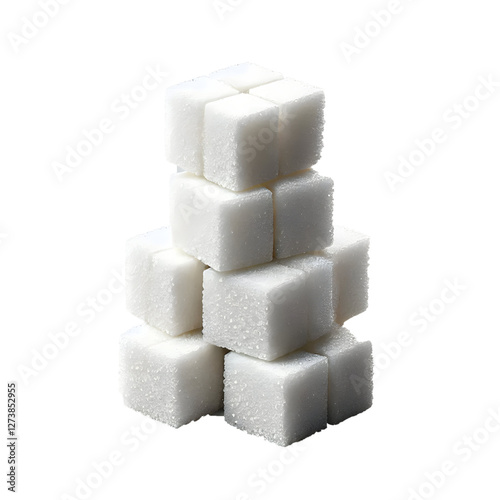 Stacked sugar cubes isolated on white background