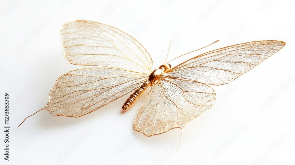Obraz premium Delicate glasswing butterfly on white background; nature, life