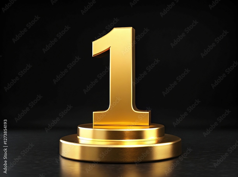 Gold number one trophy on pedestal - A shiny gold number one trophy on a pedestal, symbolizing victory and achievement, set against a dark background. Gold number one trophy on pedestal - A shiny gold number one trophy on a pedestal, symbolizing victory and achievement, set against a dark background.