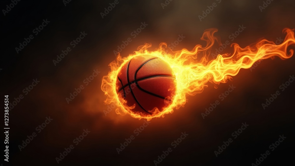 Fiery basketball in motion Fiery basketball in motion