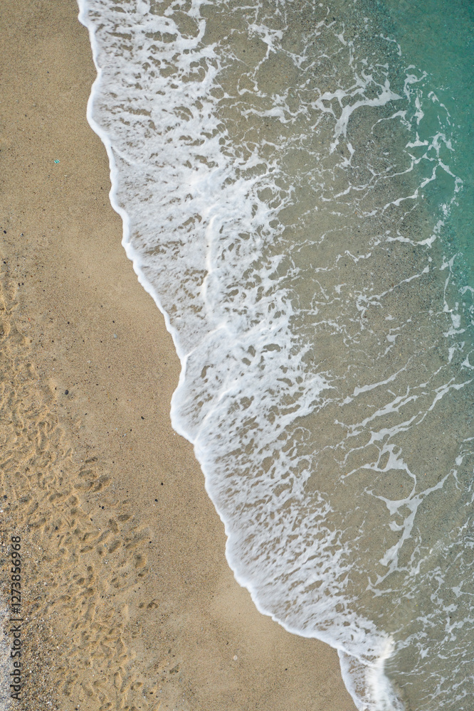 photo from above on the beach of the coast of Calabria, Italy;