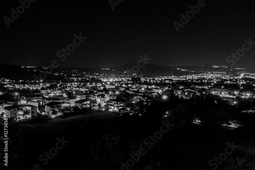 Obraz na płótnie night photo from above of the city of Soverato in Calabria, Italy w salonie