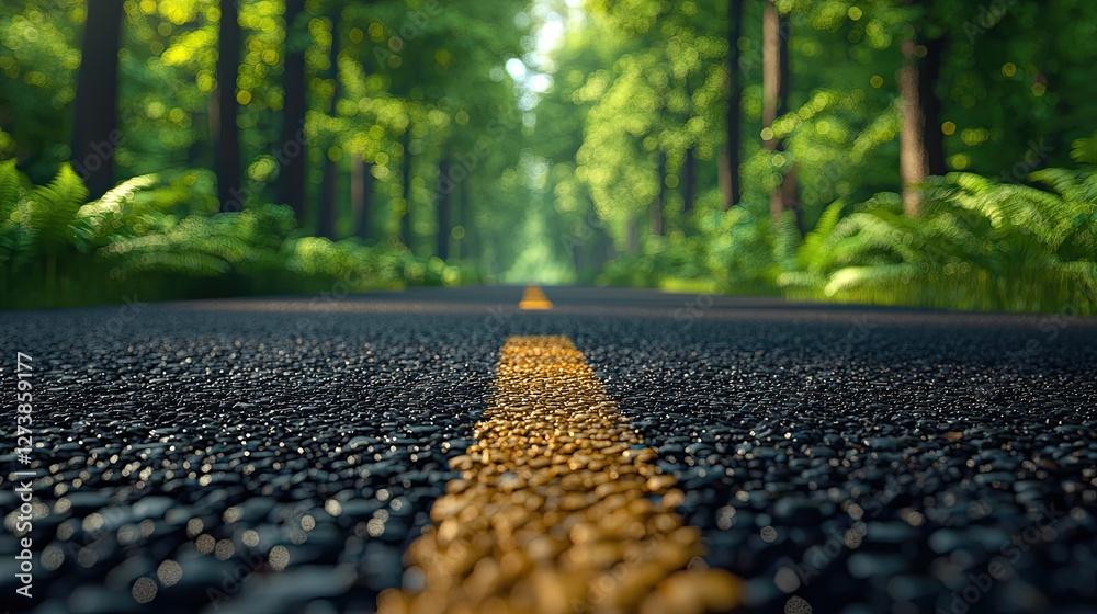 Obraz premium Forest Road Leading Into Sunlight A Scenic Drive