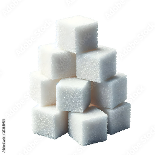 Stacked sugar cubes isolated on white background