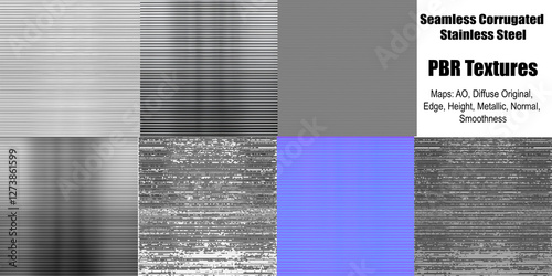 Seamless Corrugated Stainless Steel PBR Texture 3D Design