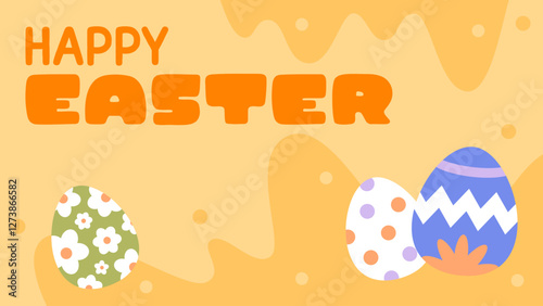 Happy Easter Egg Hunting Poster Panoramic Banner 