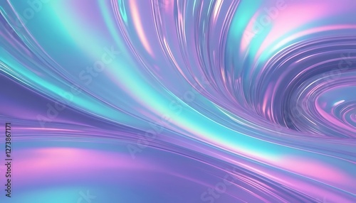 Iridescent Abstract Fluid Motion, Serene Holographic Flow and Shimmering Lines