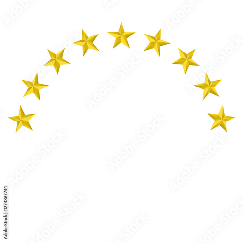 Decorative curved gold metallic stars