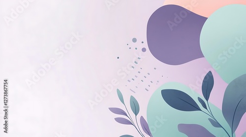 Abstract Pastel Shapes With Delicate Floral Elements