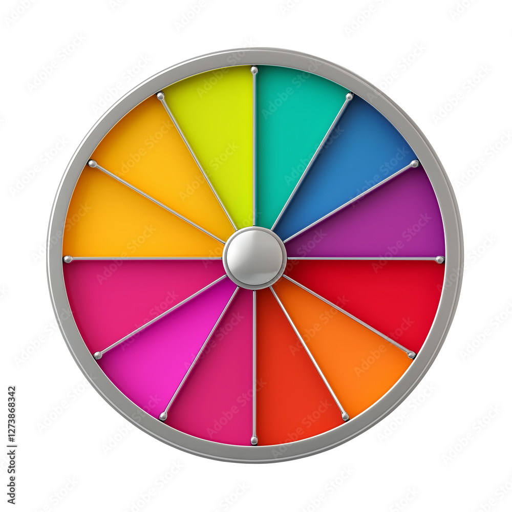 Fototapeta premium Color wheel with flat segments arranged on a simple white background or transparent background 