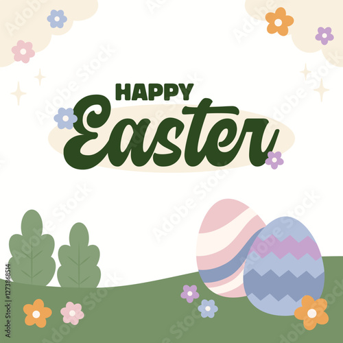 Hello Easter Egg Hunting Poster Square Banner