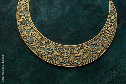 A Radiant Crescent Moon Crafted from Elaborate Gold. photo