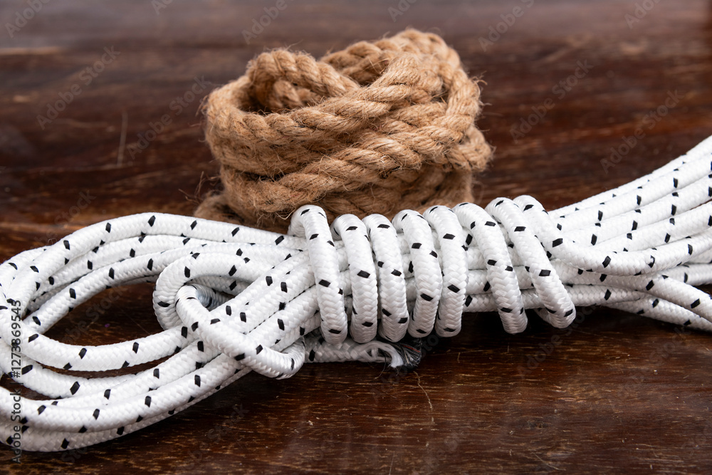 Abstract nylon rope pattern texture and natural jute rope