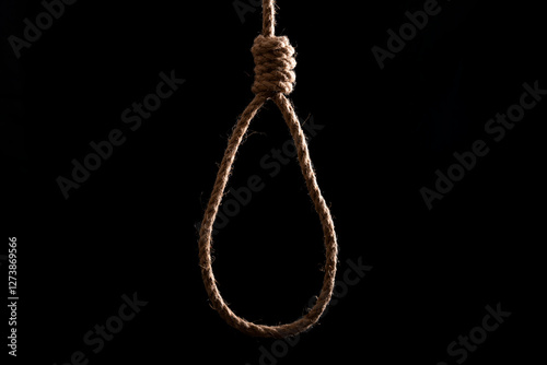 Obraz na płótnie Rope noose with knot on black background w salonie