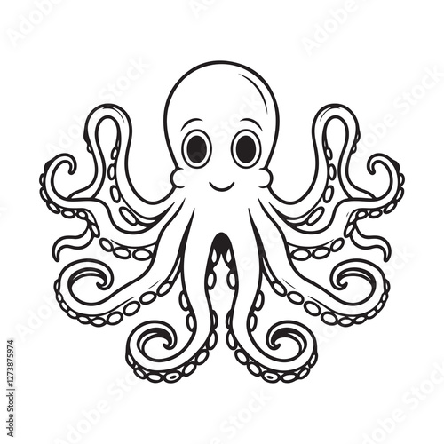 octopus line art vector white bagraound