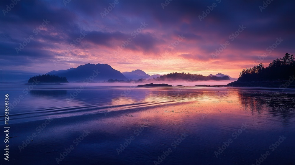 A breathtaking aerial view captures a serene beach at sunset, framed by majestic mountains under a vibrant sky. A breathtaking aerial view captures a serene beach at sunset, framed by majestic mountains under a vibrant sky.